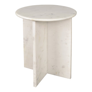 Javier 14" Contemporary Natural Marble Handmade X-Shaped End Table - JONATHAN Y