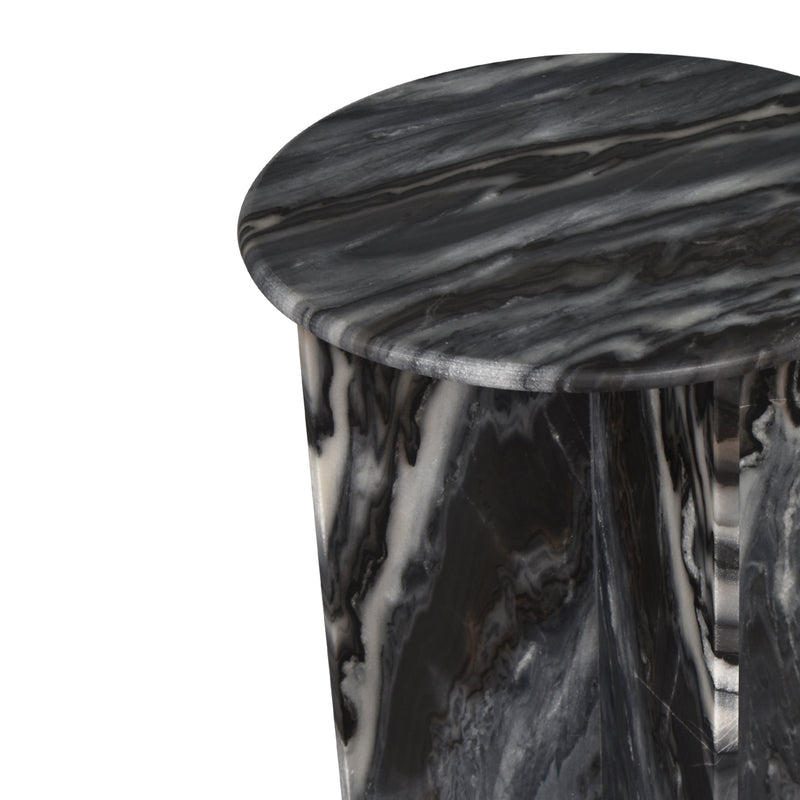 Javier 14" Contemporary Natural Marble Handmade X-Shaped End Table - JONATHAN Y