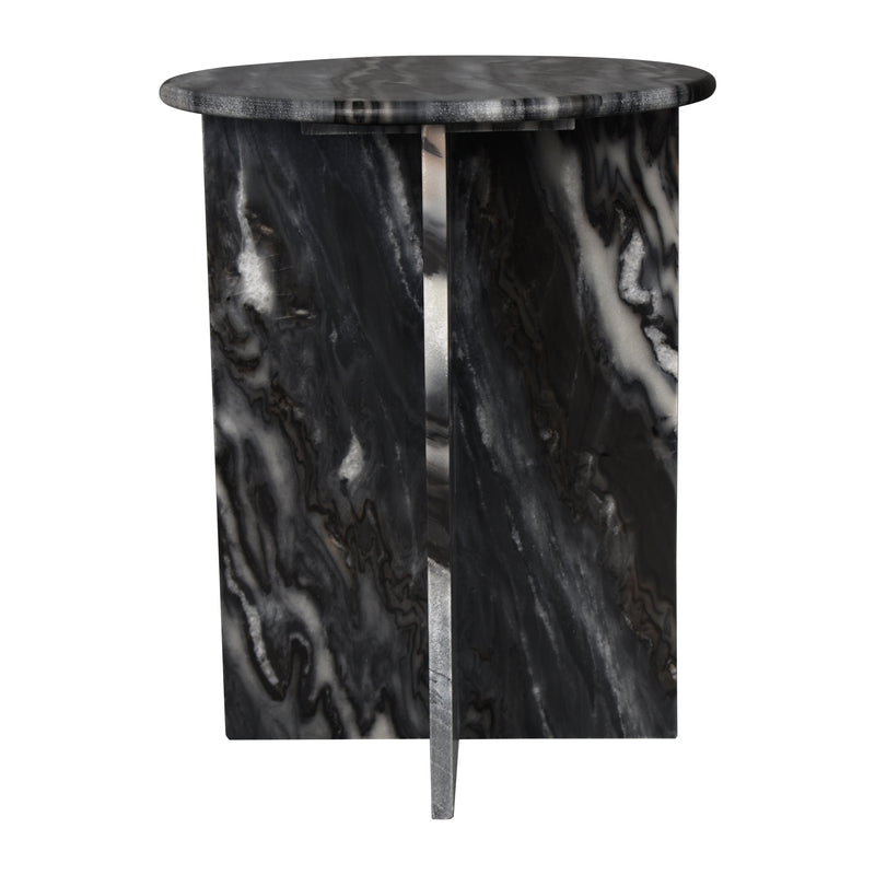 Javier 14" Contemporary Natural Marble Handmade X-Shaped End Table - JONATHAN Y