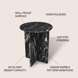 Javier 14" Contemporary Natural Marble Handmade X-Shaped End Table - JONATHAN Y