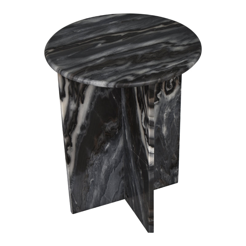 Javier 14" Contemporary Natural Marble Handmade X-Shaped End Table - JONATHAN Y