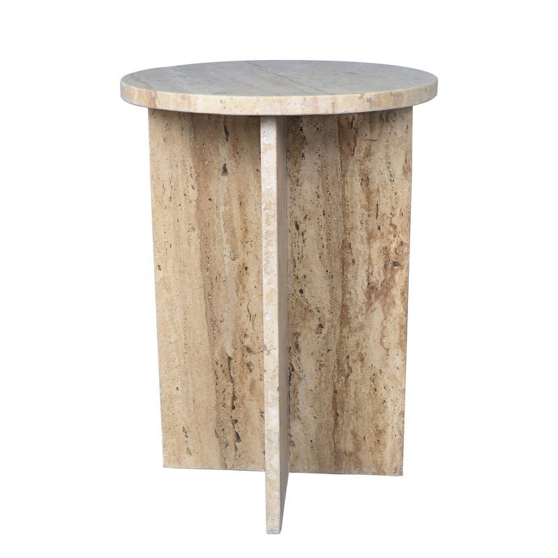 Javier 14" Contemporary Natural Marble Handmade X-Shaped End Table - JONATHAN Y