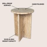 Javier 17.75" Contemporary Natural Marble Handmade X-Shaped End Table