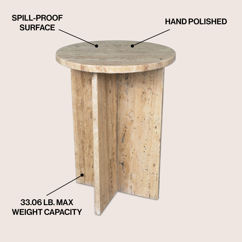 Javier 17.75" Contemporary Natural Marble Handmade X-Shaped End Table