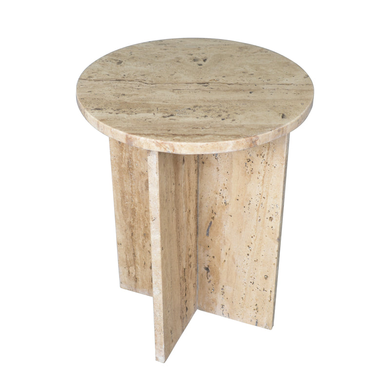 Javier 14" Contemporary Natural Marble Handmade X-Shaped End Table - JONATHAN Y