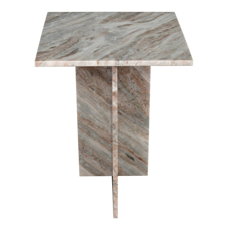 Cecil 18.5" Contemporary Natural Marble Handmade T-Shaped End Table