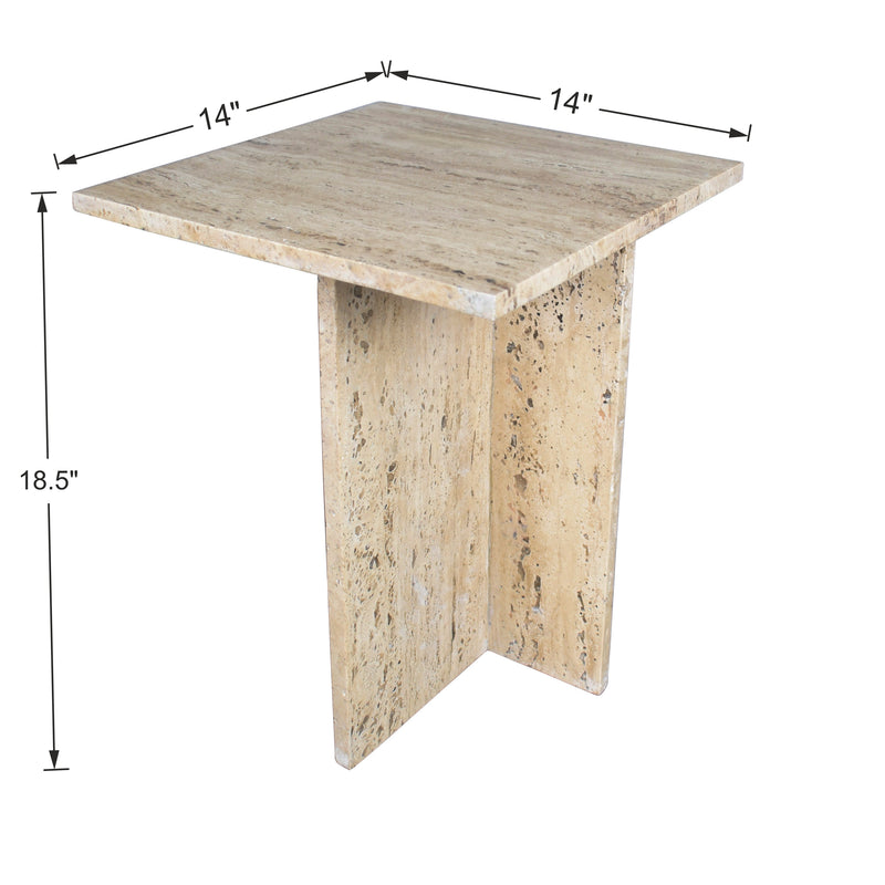 Cecil 18.5" Contemporary Natural Marble Handmade T-Shaped End Table