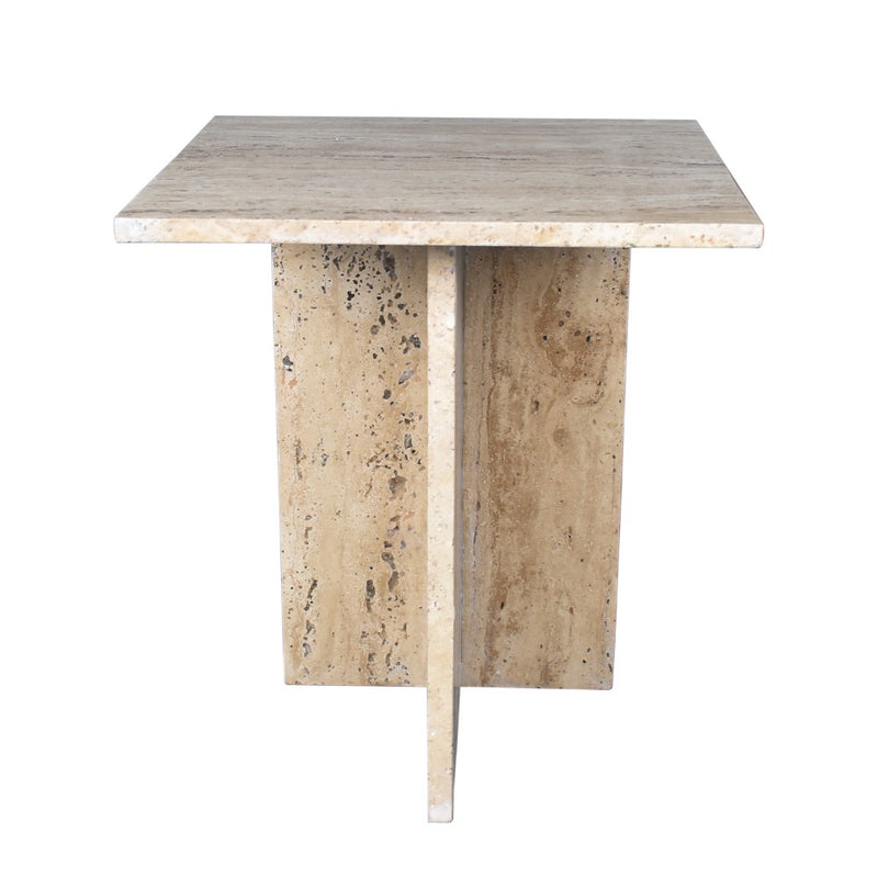 Cecil 18.5" Contemporary Natural Marble Handmade T-Shaped End Table