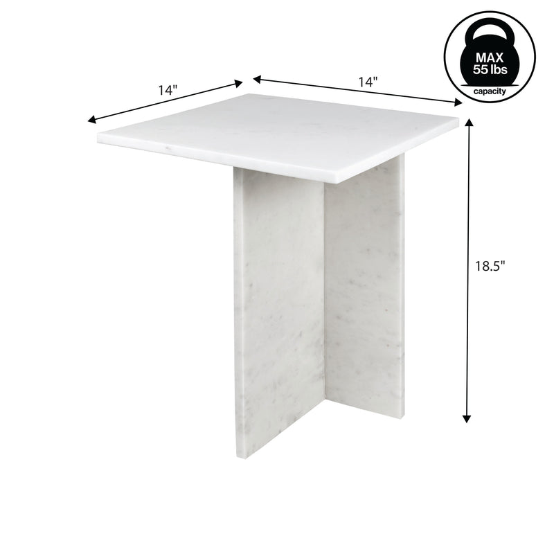 Cecil 18.5" Contemporary Natural Marble Handmade T-Shaped End Table