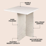 Cecil 18.5" Contemporary Natural Marble Handmade T-Shaped End Table