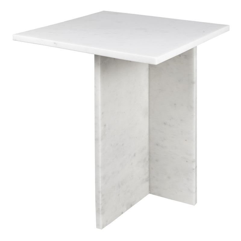 Cecil 18.5" Contemporary Natural Marble Handmade T-Shaped End Table