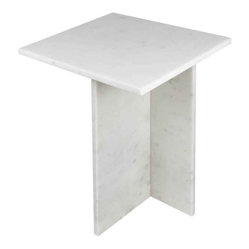 Cecil 18.5" Contemporary Natural Marble Handmade T-Shaped End Table