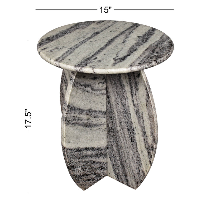 Venus 17.5" Contemporary Natural Marble Handmade X-Shaped End Table