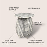 Venus 17.5" Contemporary Natural Marble Handmade X-Shaped End Table