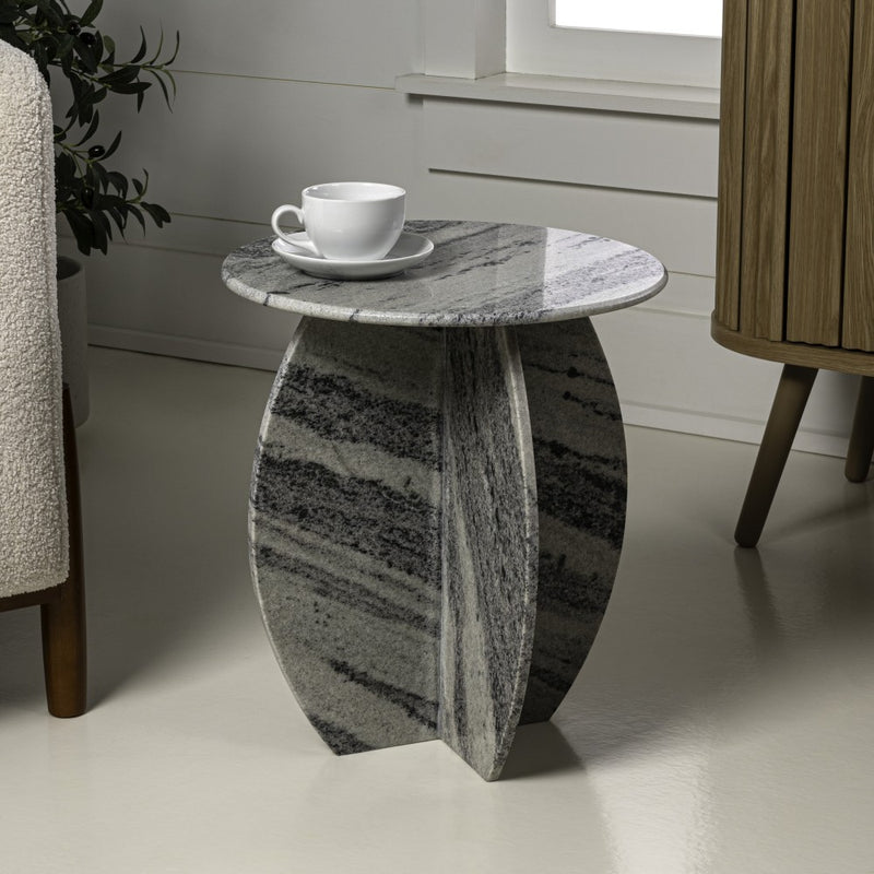 Venus 17.5" Contemporary Natural Marble Handmade X-Shaped End Table