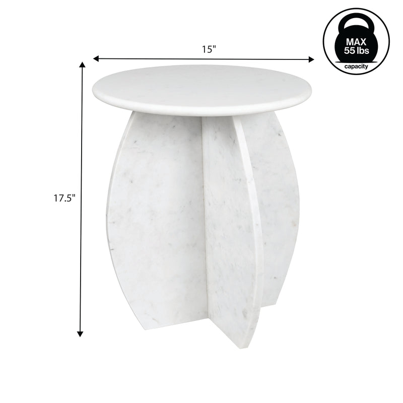 Venus 17.5" Contemporary Natural Marble Handmade X-Shaped End Table