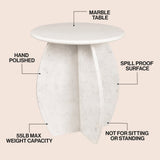 Venus 17.5" Contemporary Natural Marble Handmade X-Shaped End Table
