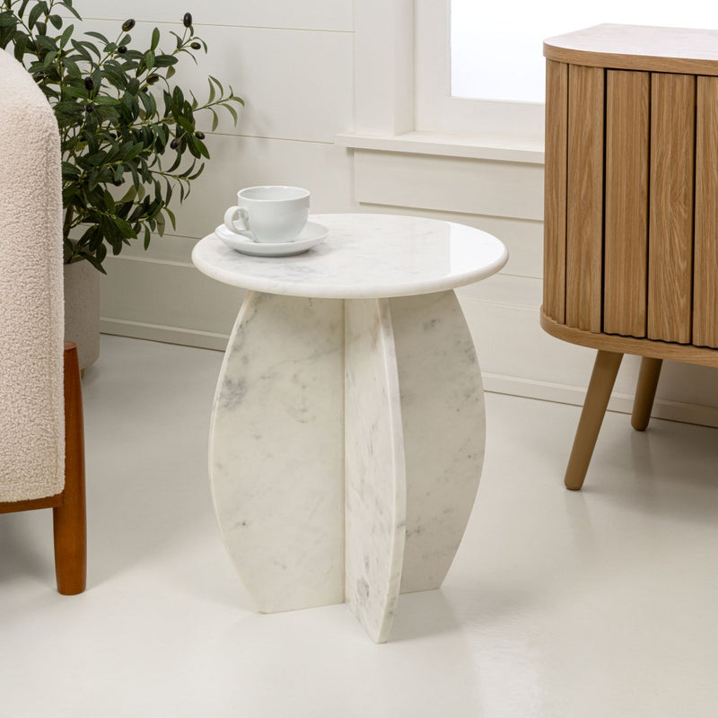 Venus 17.5" Contemporary Natural Marble Handmade X-Shaped End Table