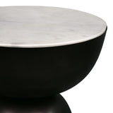 Atarah 16" Contemporary Natural Marble/Metal Handmade Hourglass End Table - JONATHAN Y