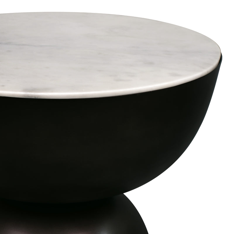 Atarah 16" Contemporary Natural Marble/Metal Handmade Hourglass End Table - JONATHAN Y