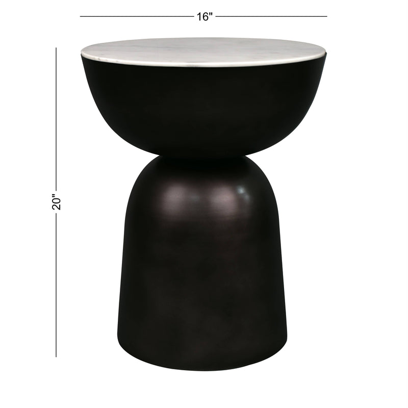 Atarah 16" Contemporary Natural Marble/Metal Handmade Hourglass End Table - JONATHAN Y