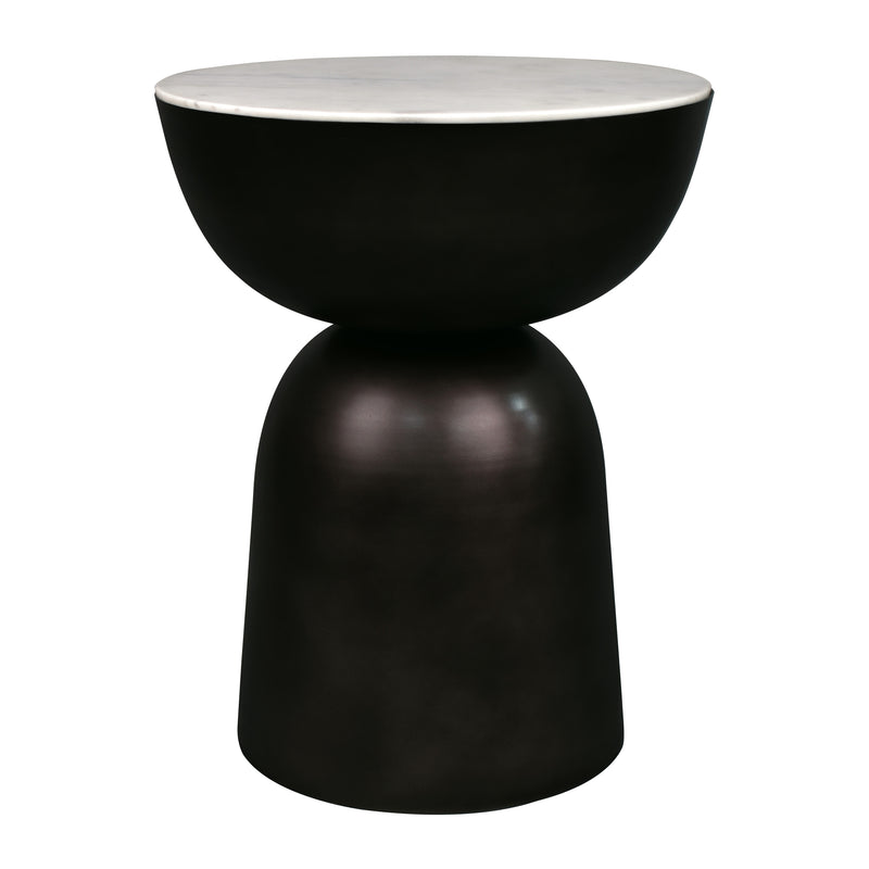 Atarah 16" Contemporary Natural Marble/Metal Handmade Hourglass End Table - JONATHAN Y