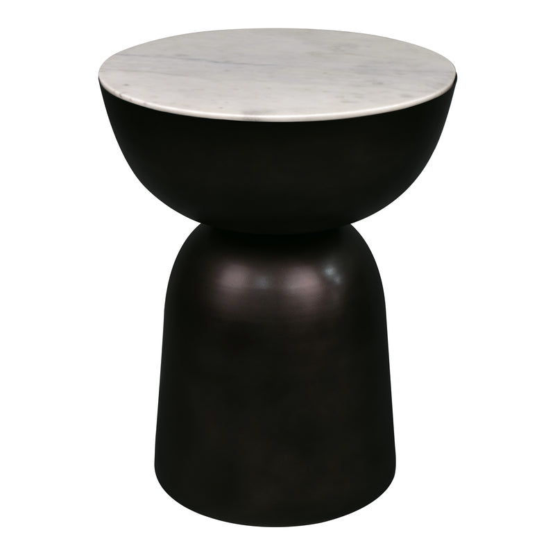 Atarah 16" Contemporary Natural Marble/Metal Handmade Hourglass End Table - JONATHAN Y