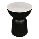 Atarah 16" Contemporary Natural Marble/Metal Handmade Hourglass End Table - JONATHAN Y