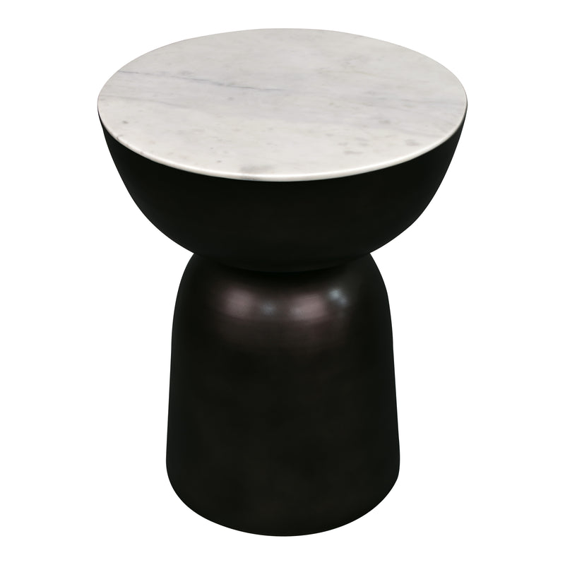 Atarah 16" Contemporary Natural Marble/Metal Handmade Hourglass End Table - JONATHAN Y