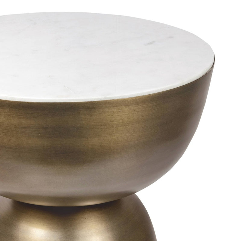 Atarah 2" Contemporary Natural Marble/Metal Handmade Hourglass End Table