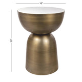 Atarah 2" Contemporary Natural Marble/Metal Handmade Hourglass End Table