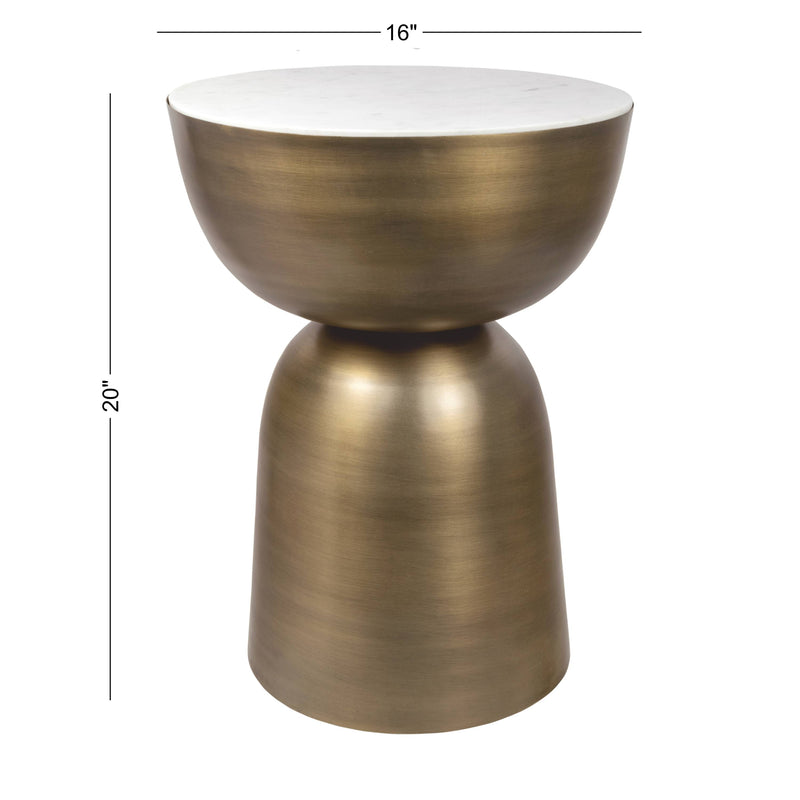 Atarah 2" Contemporary Natural Marble/Metal Handmade Hourglass End Table