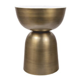 Atarah 2" Contemporary Natural Marble/Metal Handmade Hourglass End Table