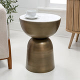 Atarah 2" Contemporary Natural Marble/Metal Handmade Hourglass End Table