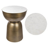 Atarah 2" Contemporary Natural Marble/Metal Handmade Hourglass End Table