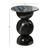 Aura 14" Modern Natural Marble Handmade Stacked Round Pedestal End Table - JONATHAN Y