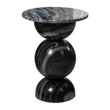 Aura 14" Modern Natural Marble Handmade Stacked Round Pedestal End Table - JONATHAN Y