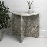 Patrice 20" Art Deco Minimalist Natural Marble Handmade Demilune Side Table