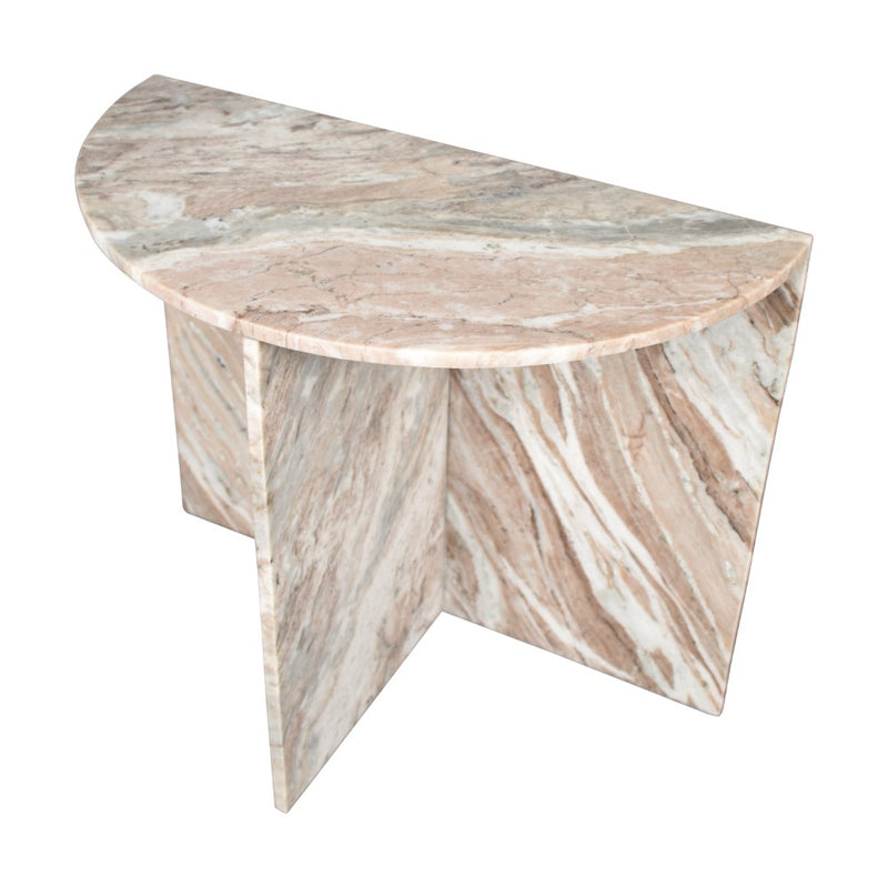 Patrice 20" Art Deco Minimalist Natural Marble Handmade Demilune Side Table