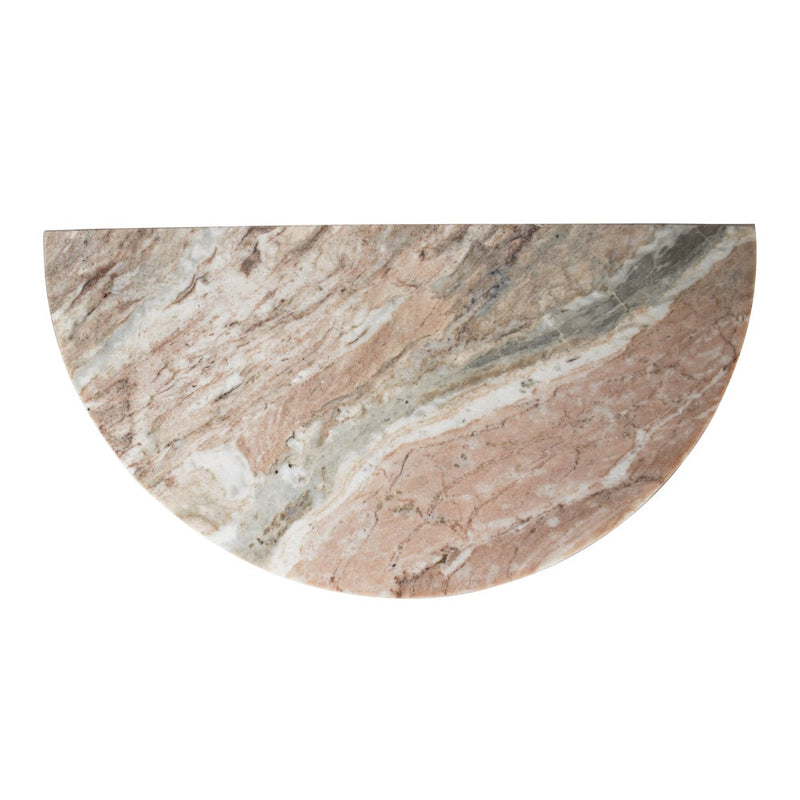 Patrice 20" Art Deco Minimalist Natural Marble Handmade Demilune Side Table