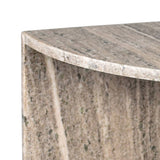 Patrice 20" Art Deco Minimalist Natural Marble Handmade Demilune Side Table