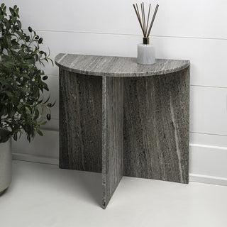 Patrice 20" Art Deco Minimalist Natural Marble Handmade Demilune Side Table