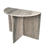 Patrice 20" Art Deco Minimalist Natural Marble Handmade Demilune Side Table