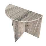 Patrice 20" Art Deco Minimalist Natural Marble Handmade Demilune Side Table