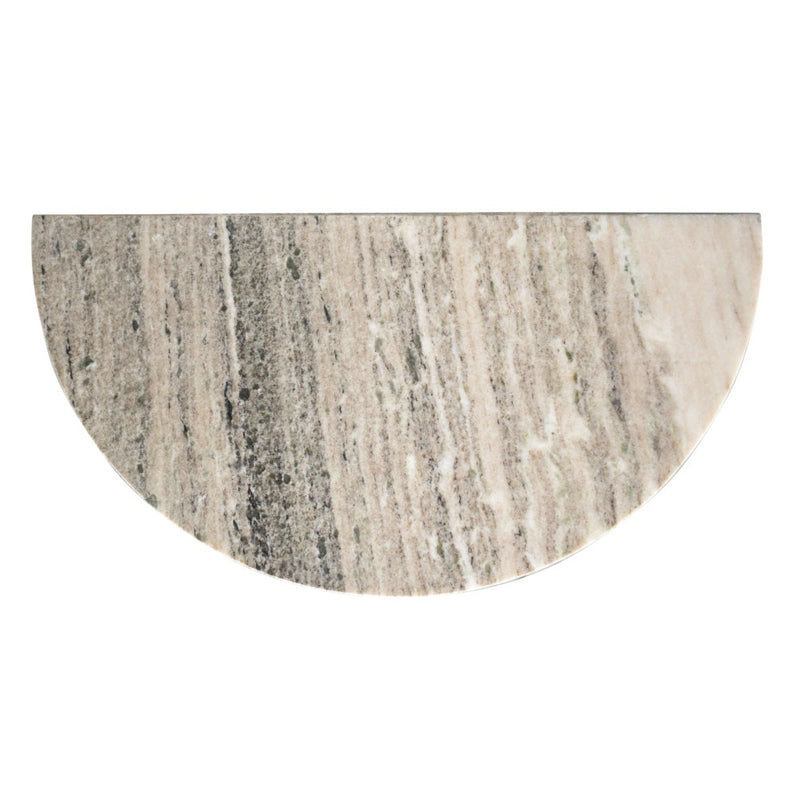 Patrice 20" Art Deco Minimalist Natural Marble Handmade Demilune Side Table