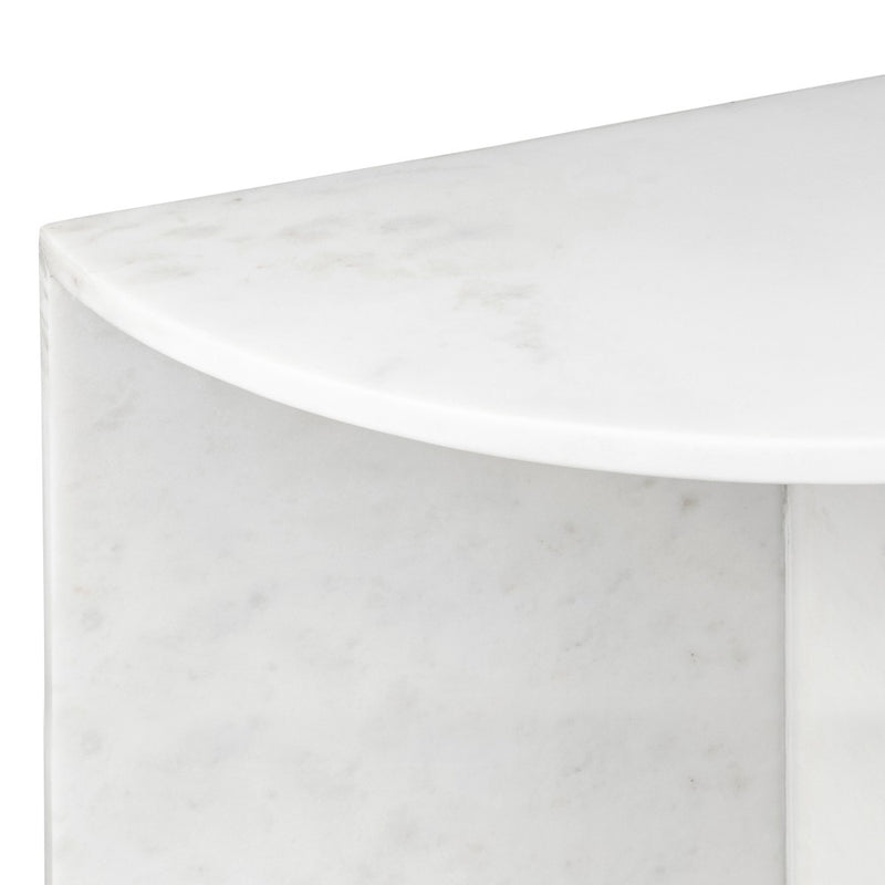 Patrice 20" Art Deco Minimalist Natural Marble Handmade Demilune Side Table