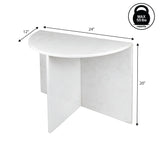 Patrice 20" Art Deco Minimalist Natural Marble Handmade Demilune Side Table