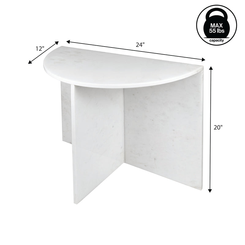 Patrice 20" Art Deco Minimalist Natural Marble Handmade Demilune Side Table