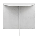 Patrice 20" Art Deco Minimalist Natural Marble Handmade Demilune Side Table
