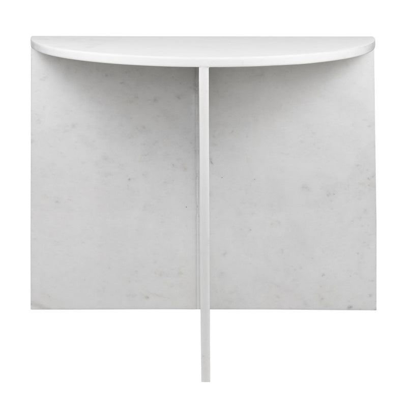 Patrice 20" Art Deco Minimalist Natural Marble Handmade Demilune Side Table